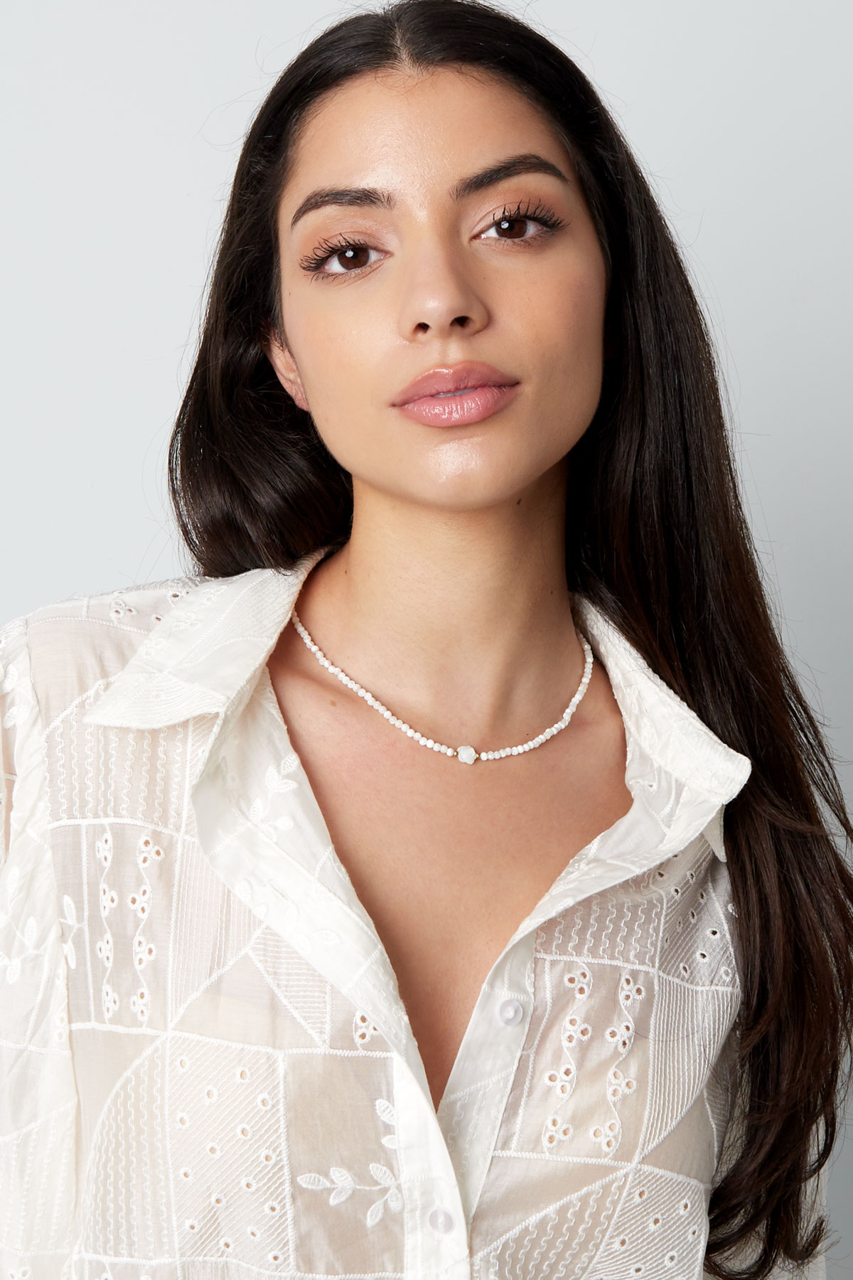 Collier perles blanches - blanc/or h5 Image2